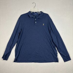 Polo Ralph Lauren Mens XL Classic Fit Long Sleeve Polo Shirt Blue Cotton Golf LS